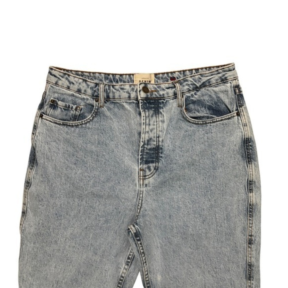 Sezane Denim Jeans 12 33 High Rise Mom Jeans Straight Leg Light Acid Wash Blue - Picture 2 of 10